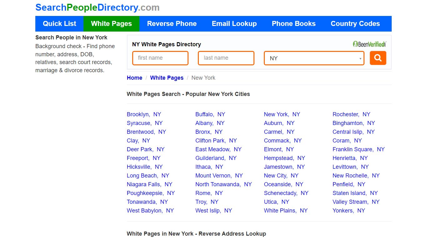 White Pages in New York, Find a Person, Local Directory